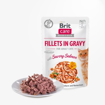 Brit Care Pouch Fillets in Gravy Savory Salmon 85g